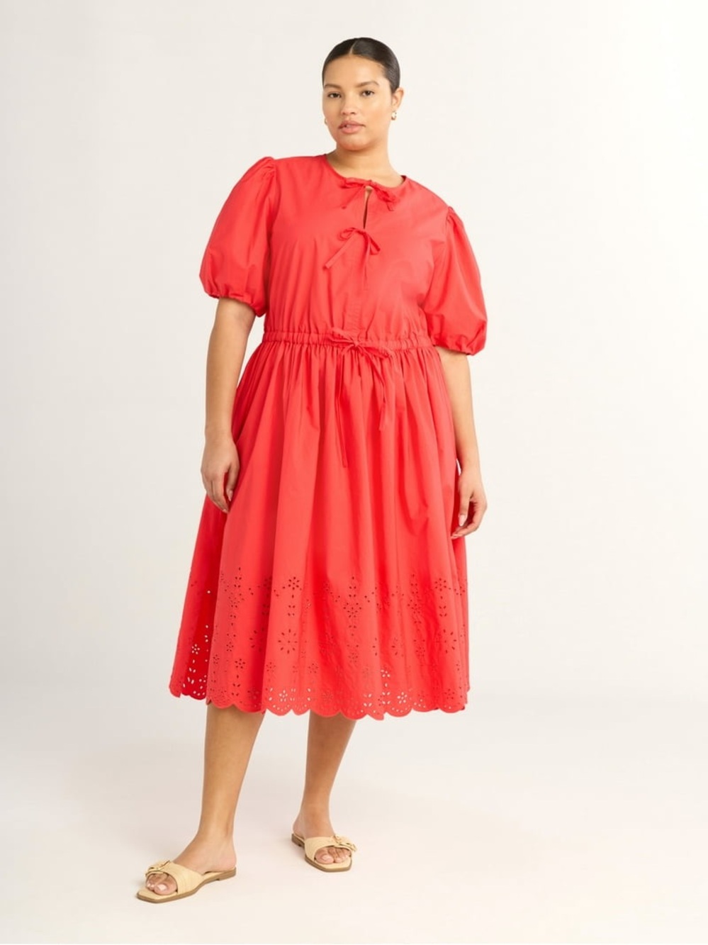 Women’s Bright Pink Tie-Front Midi Dress